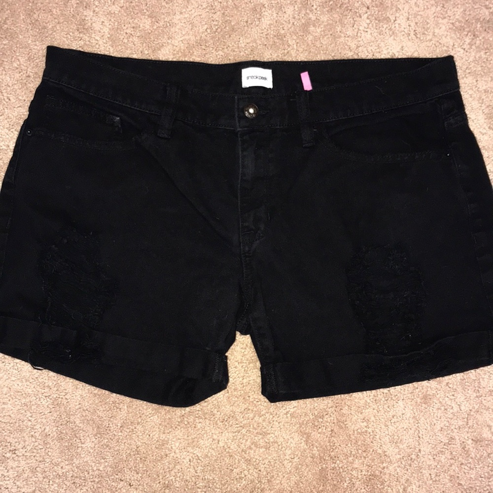 Black Distressed Shorts